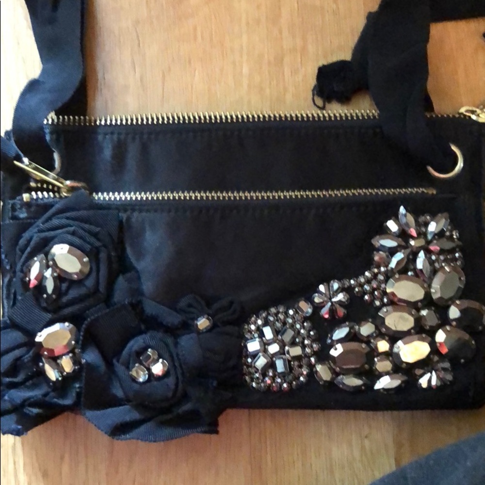 Jcrew black satin collection bag